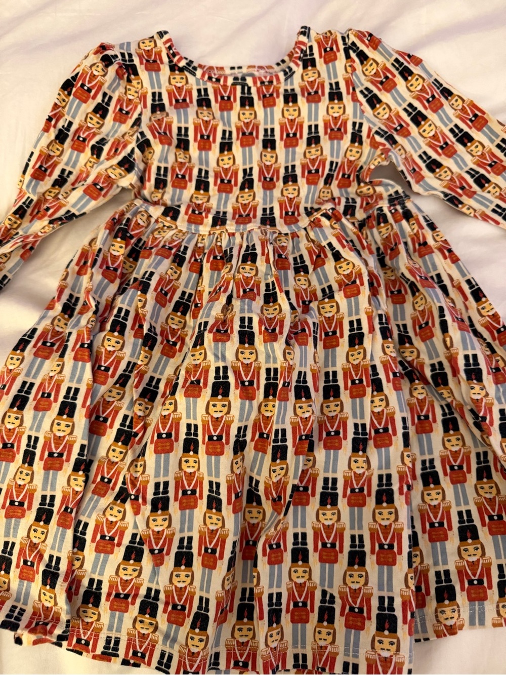 Pink ChickenNutcracker Print Kids Dress Costume - Red and White